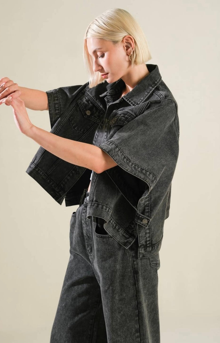 Batwing Sleeve Denim Jacket