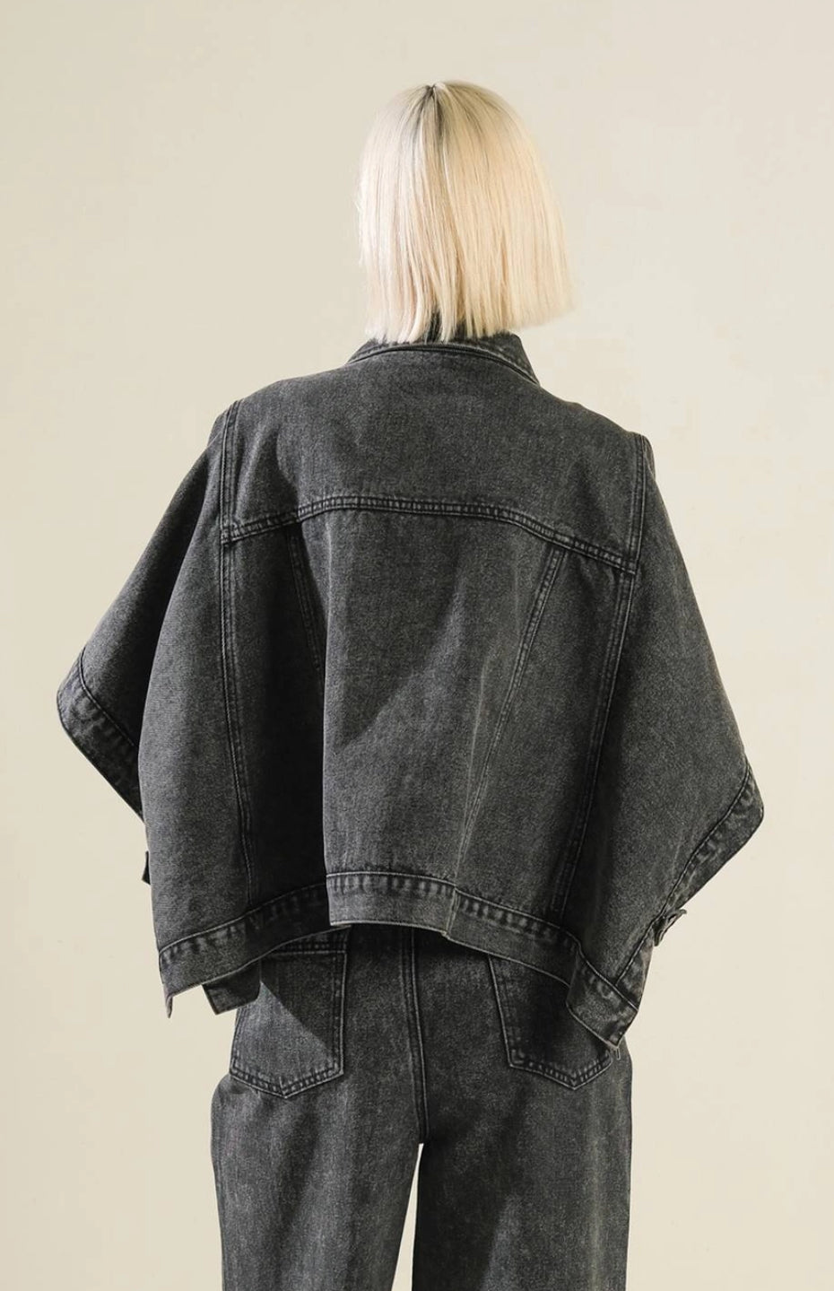 Batwing Sleeve Denim Jacket