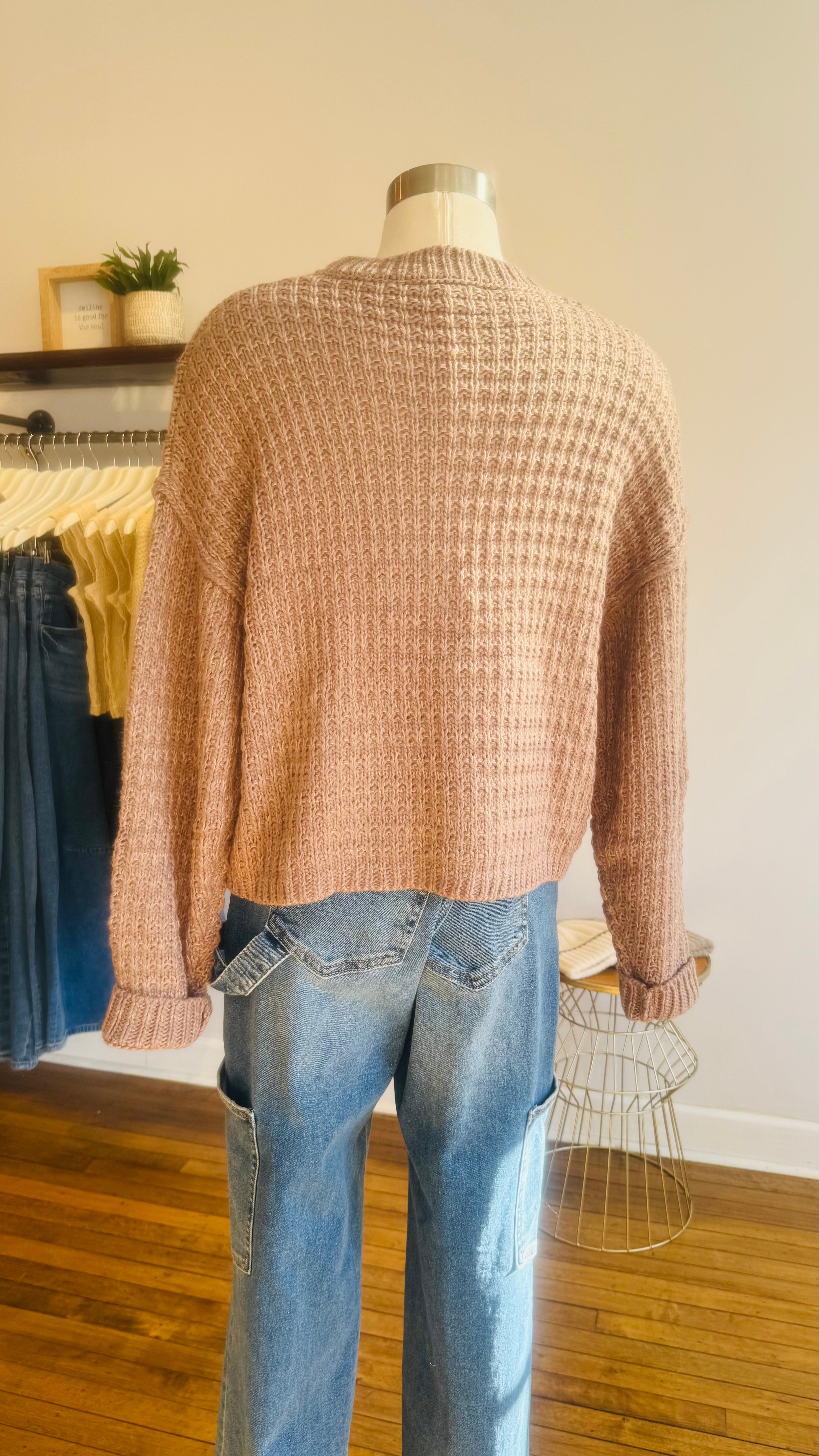 Cable Crop Pullover Sweater