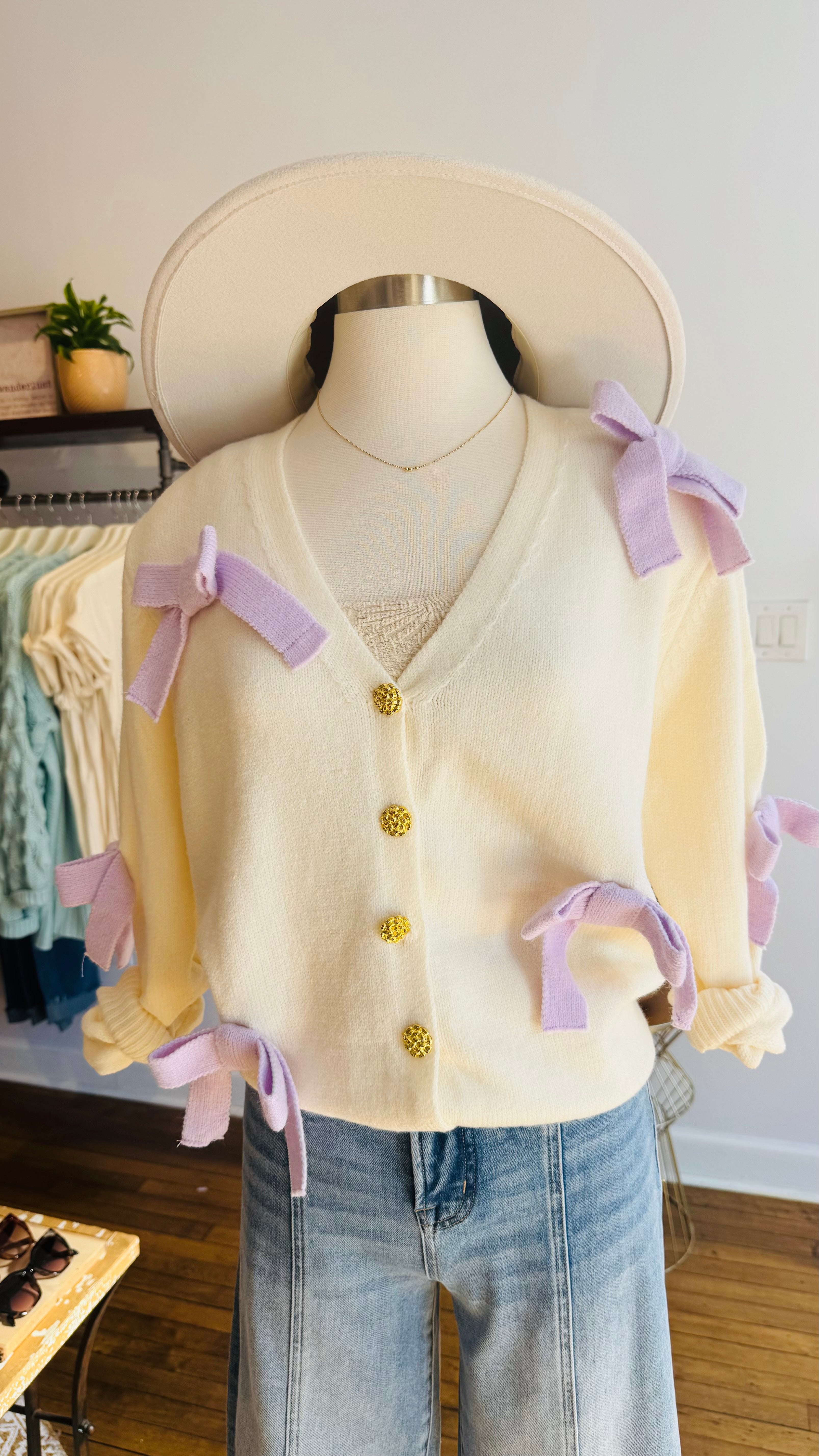 Ivory Bow Detail Cardigan